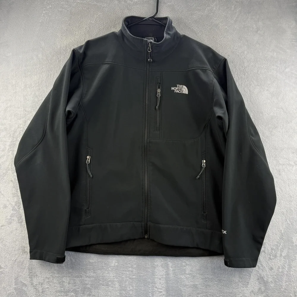 North Face Apex Jacket Mens Medium Black Softshell Full Zip Outdoors Windbreaker
